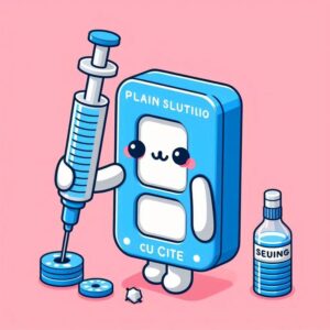 솔루션 제작 문의 분홍 바탕에 주사기를 들고 있는 휴대폰